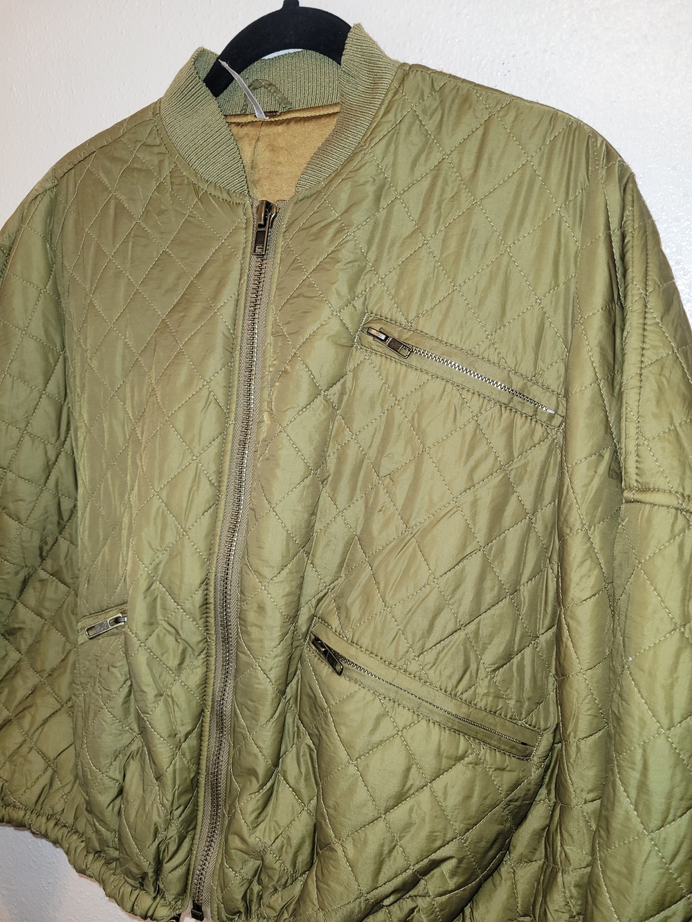 Free People Easy Quilted Dolman Bomber Jacket Olive Green - Picture 4 of 10